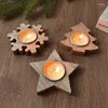 Candle Holders Christmas Wooden Candlestick Decor Pentagon Snowflake Xmas Tree 2024 Home Year Party Desktop Ornaments