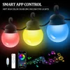 Julekorationer uteplatser utomhussträng 48ft RGB Färg Byte G40 Varma vita LED -glödlampor Smart Holiday Lamp 231019