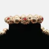 Halskette Ohrringe Set Rot Kristall Blume Anhänger Für Frauen Afrikanische Goldene Perlen Hochzeit Schmuck Nigeria Braut Statten