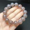 Link Bracelets Natural Chalcedony Bracelet Women Fashion Reiki White Clear Quartz Round Stone Strand Bangles Summer Jewelry Gift 14MM