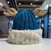 Christmas Hat Fashion For Kids And Adults Gift~Cute Deer Horn Knitted Hat Warm And Versatile In Autumn And Winter White Headband Ear Protection Woolen Hat