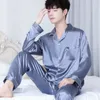 Homens sleepwear aconchegante moderno mancha homens estilo conjunto conjuntos de camisola macia sexy seda cetim pijama 2023