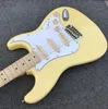 Chitarra elettrica giallo crema Pickup crema S-S-S Hardware cromato Custom Shop Qualità Guitarra Spedizione gratuita