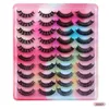 Pinceaux de maquillage 20 paires de cils de vison maquillage Faux cils faits à la main réutilisables Faux cils entrecroisés Faux