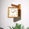 Horloges murales Horloge en bois massif double face japonaise silencieuse salon maison simple coin suspendu moderne double face