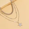 Pendentif Colliers Boho Simple Star Collier Femme Rétro Multicouche Or Couleur Métal Clavicule Filles Charme Bijoux De Mode Cadeau