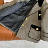 Chaquetas de mujer Chaqueta de solapa de espiga retro para mujer 2023 Casual Manga larga Botón de metal Bolsillos Abrigo Elegante Moda Outwear suelto