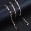 Kedjor 585 Rose Gold Color Necklace For Women Girls Rectangle Link Chain SMycken Partihandel Drop 5mm 20/24 tum LCN54