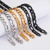 Chains 10/12mm Width Titanium Stainless Steel Figaro Necklace For Men Male Boy Large Long Neck Choker Jewelry