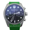 Relógio masculino verde face cronógrafo movimento de quartzo moldura cerâmica esportes pulseira de borracha relógio de pulso 42mm