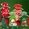 Kerstversiering 10 stuks Cartoon Kerst Snoep Geschenkzakken Kinderen Koekje Zoete Plastic Dstring Tas Voor Thuis Jaarfeest 2023 Drop Leveren