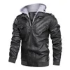 Hommes en cuir Faux cuir automne hiver coupe-vent hommes veste en cuir chaud pardessus PU Biker veste manteau avec capuche mode décontracté veste mâle vêtements 231019