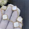 Yüksek kaliteli klasik 4/dört yaprak yonca cazibesi bileklik zinciri 18k altın agate kabuğu kadın için pearl anne 'Annem' Günü Takı Kadın Hediyeleri-A