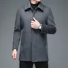 Мужские шерстяные высококачественные мужские зимние куртки и пальто Деловые повседневные шерстяные длинные пальто Мужские отложным воротником 231019