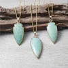 Chaînes Fuwo Gros Amazonite Collier Naturel Semi-Précieux Pierre Flèche Bijoux Avec Chaîne Satellite Pour Les Femmes 5 Pcs/Lot NC175