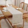 Bordslöpare Modern Tassel Black Dining Runners With Cotton Linen Tyg för Home El Wedding Decoration 231019