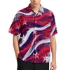 Camisas casuais masculinas bandeira americana listras vermelhas impressão camisa de praia havaí blusas vintage homens plus size 3xl 4xl