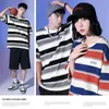 Men's T Shirts Summer Men And Women Cotton Cloth Stripe External Penetration T-shirt Lovers Trend Fashion Leisure Time Sweat Goolness Tops