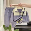 Ensembles de vêtements printemps automne bébé garçons vêtements patchwork sweats à capuche pantalons 2 pièces/ensembles tenue infantile enfants sport vêtements de sport survêtements avec sac 231020