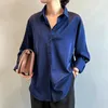 Kvinnors blusar satin skjorta kläder lyxiga siden skjortor vintage blus office lady lady top longsleeve klänning damer överskjorta