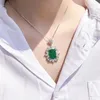 Kolye Kolyeleri Springlady Vintage Emerald Paraiba Kolye Kadınlar için Yıldız Zirkon Taş Takıntısı Kadın Anneler Günü Hediyesi