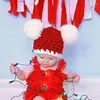 Zestawy odzieży Bożego Narodzenia Baby Santa Hat Toddler Girl Pom-Pomop Beanie szydełka Knit Born Pography Props 1pc H158