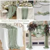 Table Runner 10st Cheesecloth Boho 90x300cm Gaze Sage Green Tabler Runner Wedding Decor for Bridal Shower Party 231019