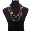 Chaînes faites à la main collier de mode Vintage longues perles de bois colorées pendentifs colliers pour femmes bijoux accessoire