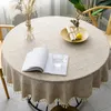 Nappe ronde en lin uni avec housse à pampilles, pour salle à manger, café, salon, maison, Obrus Tafelkleed, manteau de mesa 231019