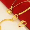 Pendant Necklaces The Bride's Wedding Heart-to-heart Printing Three-piece Set Of Vietnam Hard Gold Copper Gold-plated Female Heart-shaped