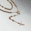 Correntes Top Vender 316L Aço Inoxidável Homens Mulheres 4/6/8mm Largura Bohemia Colar Colar com Cruz de Jesus Pendent Rosário Beads Jóias