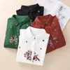 Women's Blouses Vintage Shirts Solid Loose Embroidery Spring/Summer Ladies Clothing FASHION Long Sleeves Cotton Linen Tops