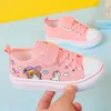 Flat Shoes Children's Spring Canvas Shoes Cartoon Graffiti Casual For Girls Comfort Fashion Kids Tennis Sneakers 231019