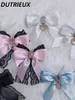 Hair Accessories Mine Mass-Produced Women Sweet Loving Heart Lace Rhinestone Pendant Bow Barrettes Side Clip A Pair Of Hairclips