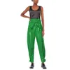 Women's Pants Vinyl PVC Leather High Waist With Belt Faux Latex Hip Hop Jazz Loose Trousers Streetwear Party Club Cargo 7XL