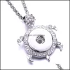 Pendant Necklaces Fashion Heart Crystal Snap Button Necklace 18Mm Ginger Snaps Buttons Charms With Stainless Steel Chain For Women J Dhr4F