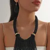 Hänge halsband boho etnisk stil handvävd stora afrika smycken uppsättningar tofs vintage bib halsband örhängen färgglada tillbehör gåvor för