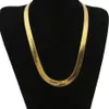 Collane con ciondolo Collana a catena piatta a spina di pesce da 10 mm Gioielli da uomo in oro giallo 18 carati Solido Girocollo da uomo alla moda Clavicola 62558