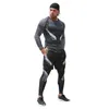 Exécution D'ensembles 3 pièces hommes ensembles de Compression en cours d'exécution séchage rapide à manches longues chemises Leggings de gymnastique hommes pantalons Fitness basket-ball entraînement sport costume 231019