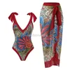 Dames Badmode Retro Print Stiksels Eendelig badpak Strandkleding 2023 V-hals Hoge taille Cover-up Frisse bloemenbikini