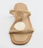 Slippare 2024 Designer Kvinnor Retro Square Toe Flat Sandals Summer Casual Beach Slides Ladies Gladiator Flats