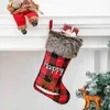 Juldekorationer Juldekoration Red Plaid Christmas Socks Pise Pise hängande ornament Strumpor Xmas Tree Pendant Nyårsgodis Presentväska x1020