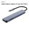 USB C Hub Multiport Adapter 100M USB-C Hub USB 3.0 5Gbps Data Port med HDMI 4K 30Hz, 100W Power Delivery, SD/TF Card Slot, RJ45 7 i 1 Ethernet för MacBook iPad