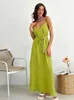 Женская одежда для сна Hiloc, зеленое ночное платье, женские ночные рубашки 2023, пеньюар на тонких бретельках с открытой спиной, розовые женские платья с разрезом и поясом