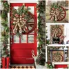 Decorações de Natal Farmhouse Wagon Wheels Grinalda Porta de Inverno Pendurada Casa Ao Ar Livre Presente de Ano 220908 Drop Delivery Jardim Festivo P Dhyqi