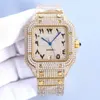 New Version Moissanite Diamonds Watch Rose Gold Mixed Sier Skeleton PASS TEST Quartz Movement Top Men Full Iced Out Sapphire Watches with Box