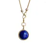 Kettingen Blauw Lapis Lazuli Ronde Hanglamp Luxe Modieus Eenvoudig Afneembaar Ketting Feest Sleutelbeenketting Sieraden Cadeau