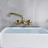 Krany kuchenne vidric na ścianę kran łazienki podwójny uchwyt mosiężna antyczna i zimna woda kran 360 obrotowy mikser wylewki