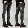 Jeans Mannen Trekkoord Hoge Taille Desighner Jean Broek Zomer Heren Kleding Biker Straight Denim Gewassen Gat Broek Trouser223E