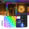 Julekorationer 5m 10 m 20m USB LED Copper Wire Fairy Lights RGBIC Dream Color String Garland Lamp Holiday Tree Wedding Deco 231019
